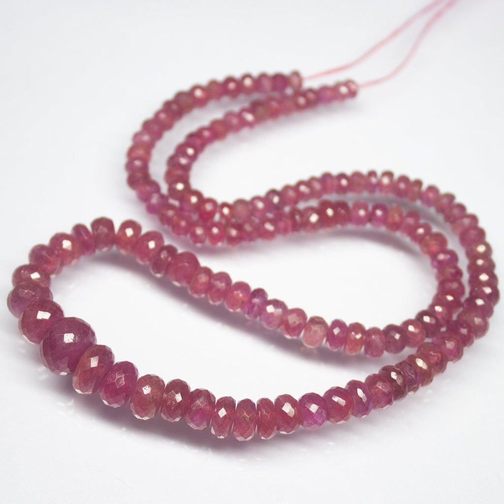 18" Full Strand, AAA Grade Pink Sapphire Faceted Rondelle Shape Gemstone Beads, Sapphire Beads, 5mm 11mm - Jalvi & Co.