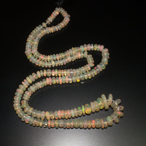 18 inches, 4-7mm, Natural Ethiopian Opal Smooth Rondelle Loose Gemstone Beads - Jalvi & Co.