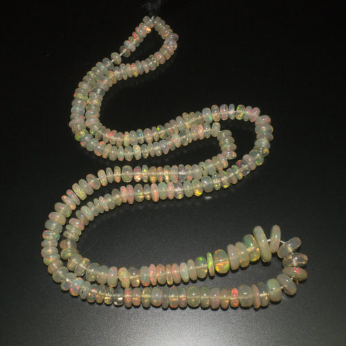 18 inches, 4-7mm, Natural Ethiopian Opal Smooth Rondelle Loose Gemstone Beads - Jalvi & Co.