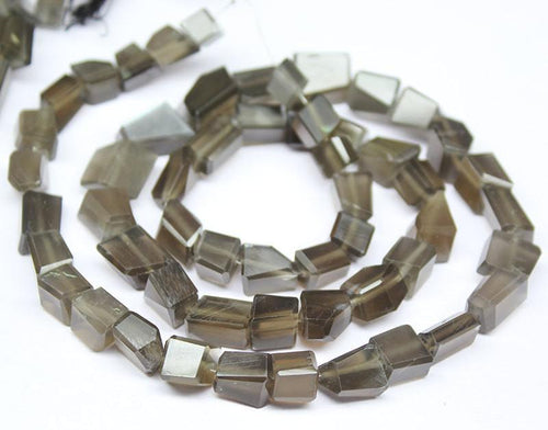 18 Inches, 6-13mm, Natural Flash Grey Moonstone Faceted Step Cut Tumble Beads Strand - Jalvi & Co.