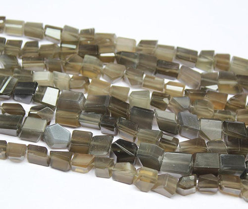 18 Inches, 6-13mm, Natural Flash Grey Moonstone Faceted Step Cut Tumble Beads Strand - Jalvi & Co.