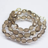 18 inches, 9mm 12mm, Natural Smoky Quartz Step Cut Puff Oval Beaded Necklace, Quartz Necklace