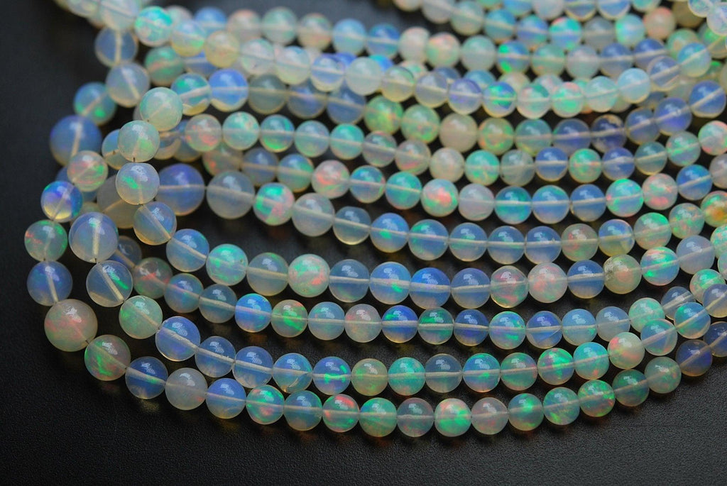 18 Inches, Natural Ethiopian Opal Smooth Round Rondelles,Size 4-6.5mm - Jalvi & Co.