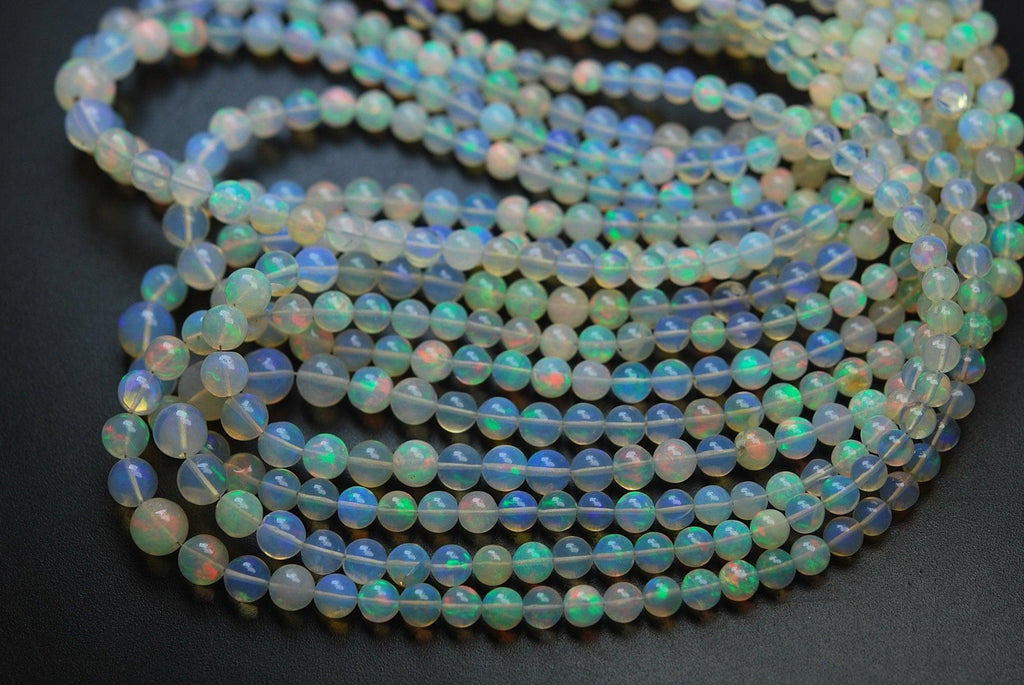 18 Inches, Natural Ethiopian Opal Smooth Round Rondelles,Size 4-6.5mm - Jalvi & Co.