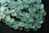 180 Pieces,Super Finest,Sea Green Aqua Chalcedony Faceted Heart Briolettes 10-12mm