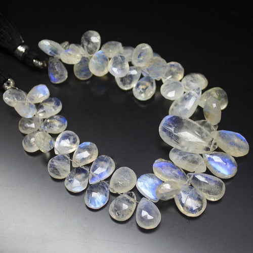 181 carats, 8 inches, 11-23mm, Rainbow Moonstone Faceted Pear Drop Briolettes Loose Gemstone Beads, Moonstone Beads - Jalvi & Co.