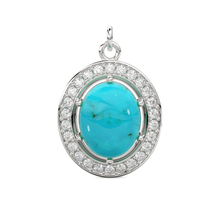 Load image into Gallery viewer, 18k Brilliant Round Diamond &amp; Turquoise Solid Gold Pendant / Turquoise Pendant / Turquoise Diamond Pendant / Diamond Pendant - Jalvi &amp; Co.