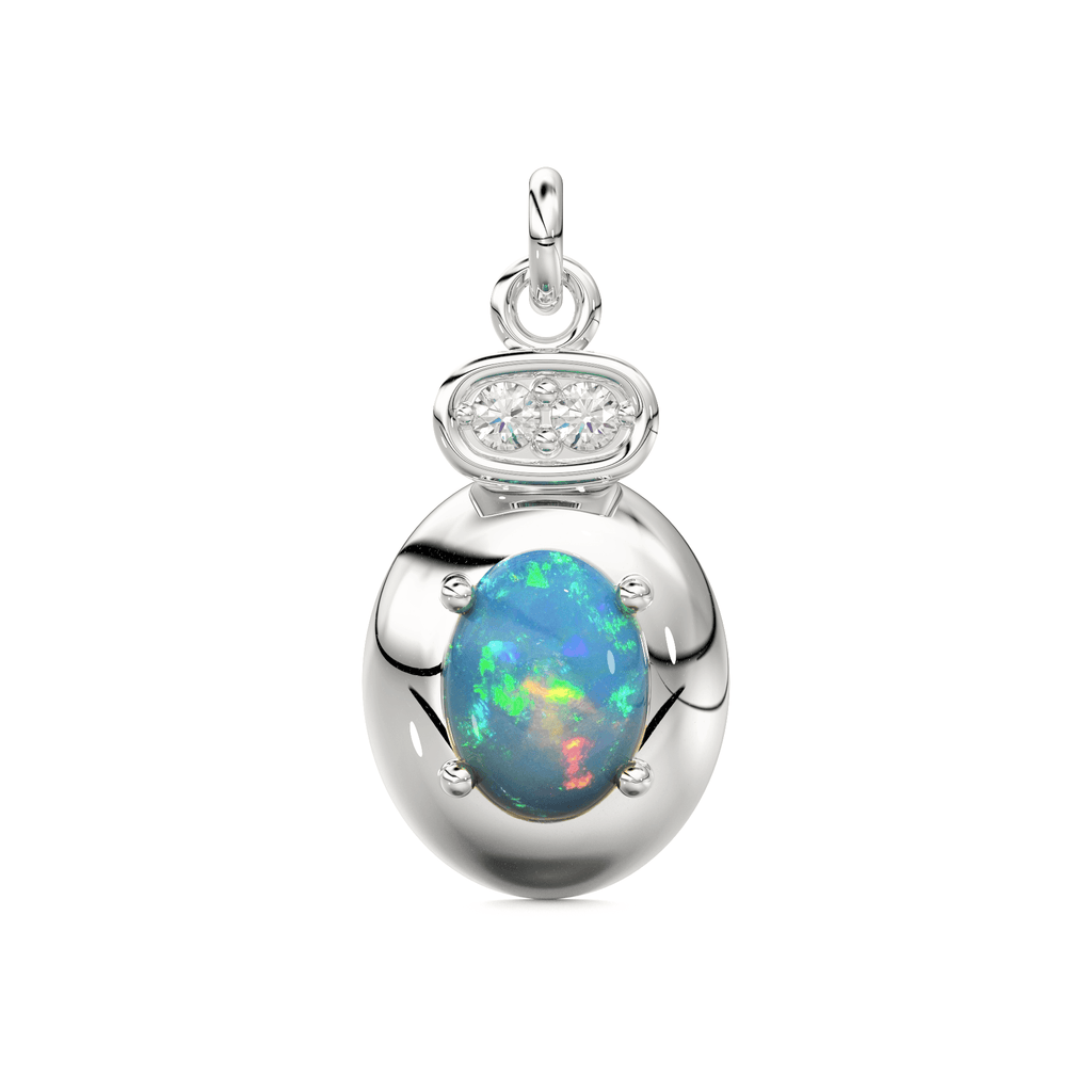 18k Ethiopian Welo Opal & Diamond Solid Gold Pendant / Opal Pendant / Opal Diamond Pendant / Diamond Pendant - Jalvi & Co.