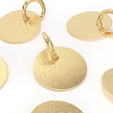 18k Solid Gold 12mm Brushed Finish Disc Charm Pendant Finding