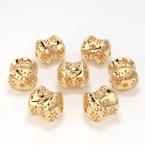 18k Solid Gold Designer Fancy Mesh High End Spacer Bead Finding 9mm 10mm 11mm - Jalvi & Co.