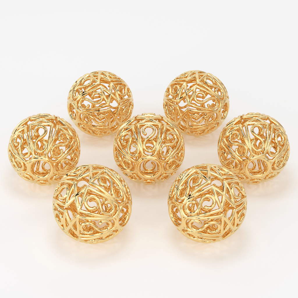 18k Solid Gold Designer Fancy Round Spacer Bead Finding 6mm 8mm 10mm - Jalvi & Co.