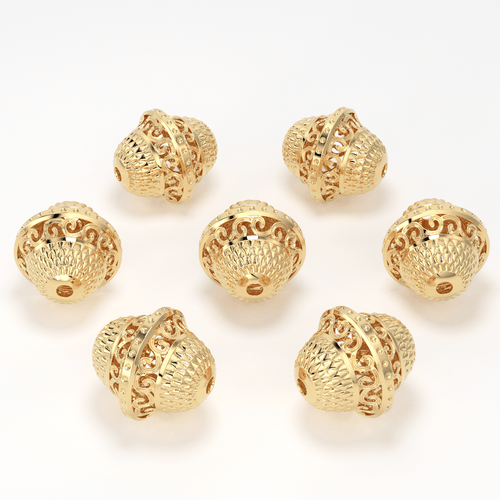 18k Solid Gold Designer Fancy Spacer Bead Finding 10mm 11mm 12mm - Jalvi & Co.