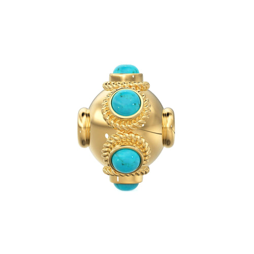 18k Solid Gold Fancy Old Turquoise Lantern Spacer Bead (1) 10mm - Jalvi & Co.