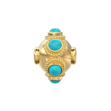 18k Solid Gold Fancy Old Turquoise Lantern Spacer Bead (1) 10mm