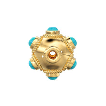 Load image into Gallery viewer, 18k Solid Gold Fancy Old Turquoise Lantern Spacer Bead (1) 10mm - Jalvi &amp; Co.