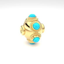 Load image into Gallery viewer, 18k Solid Gold Fancy Old Turquoise Lantern Spacer Bead (1) 10mm - Jalvi &amp; Co.