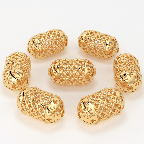 18k Solid Gold Handmade Artistic Roman Oval Spacer Bead Finding 12mm 13mm 14mm - Jalvi & Co.