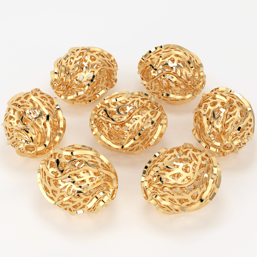 18k Solid Gold Handmade Designer Filigree Spacer Bead Finding 10mm 13mm 15mm - Jalvi & Co.