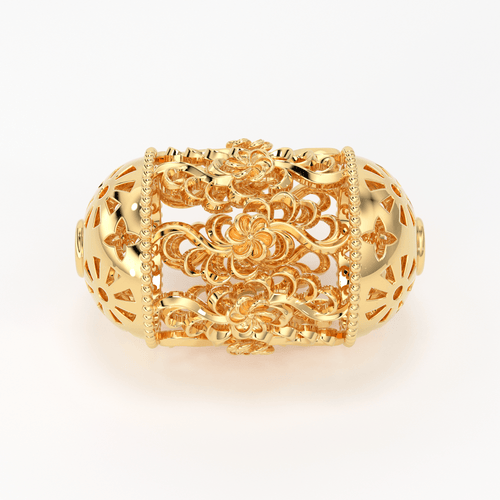 18k Solid Gold Handmade Designer Floral Spacer Bead Finding 12mm 13mm 14.50mm - Jalvi & Co.