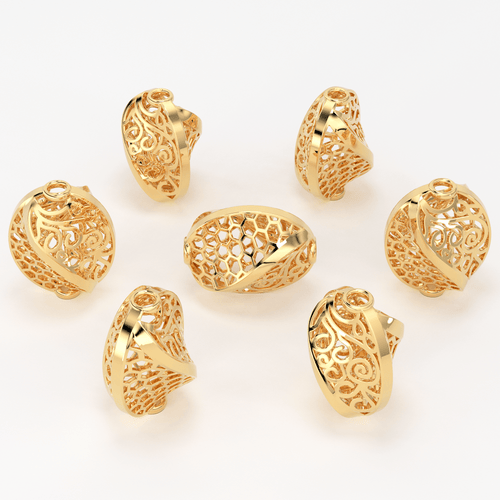 18k Solid Gold Handmade Designer HoneyComb Spacer Bead Finding 7.50mm 10mm 12.50mm - Jalvi & Co.