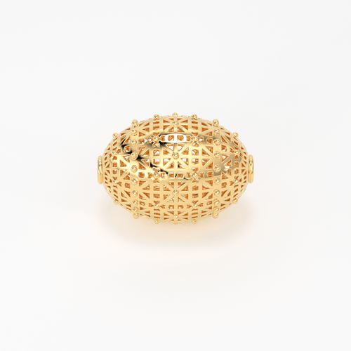18k Solid Gold Handmade Designer Oval Mesh Spacer Bead Finding 11mm 12mm 13mm - Jalvi & Co.
