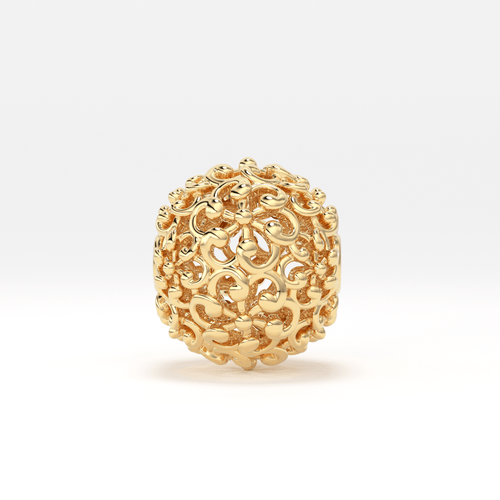18k Solid Gold Handmade Designer Round Floral Mesh Spacer Bead Finding 6mm 8mm 10mm - Jalvi & Co.