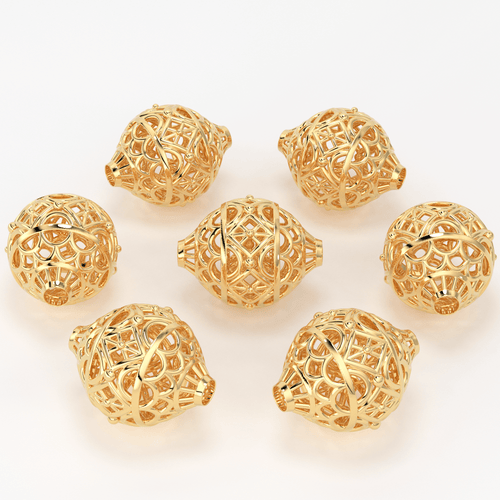 18k Solid Gold Handmade Designer Round Spacer Bead Finding 8mm 9mm 10mm - Jalvi & Co.