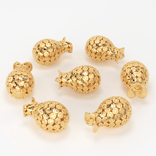 18k Solid Gold Handmade Flower Pot Vase Spacer Charm Bead Finding 11mm 13mm - Jalvi & Co.