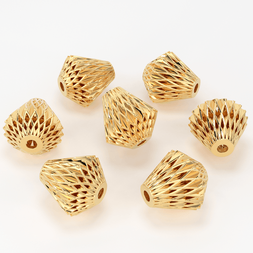 18k Solid Gold Handmade Geometric Cone Spacer Bead Finding 7mm 8mm 9mm - Jalvi & Co.