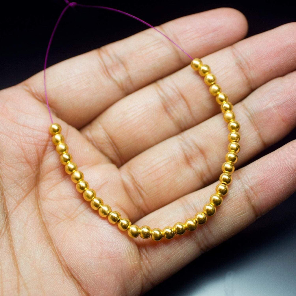 18k Solid Gold Handmade Tribal Round Sphere Spacer Beads Strand 4mm 12pc - Jalvi & Co.