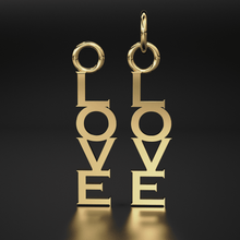 Load image into Gallery viewer, 18k Solid Gold LOVE Vertical Charm Pendant / Solid Gold Charm / Gold Pendant - Jalvi &amp; Co.