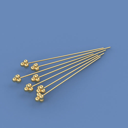 18k Solid Yellow Gold 24 Gauge 1.5 INCH Headpin With Daisy Ends Quantity: (2) or (10) - Jalvi & Co.
