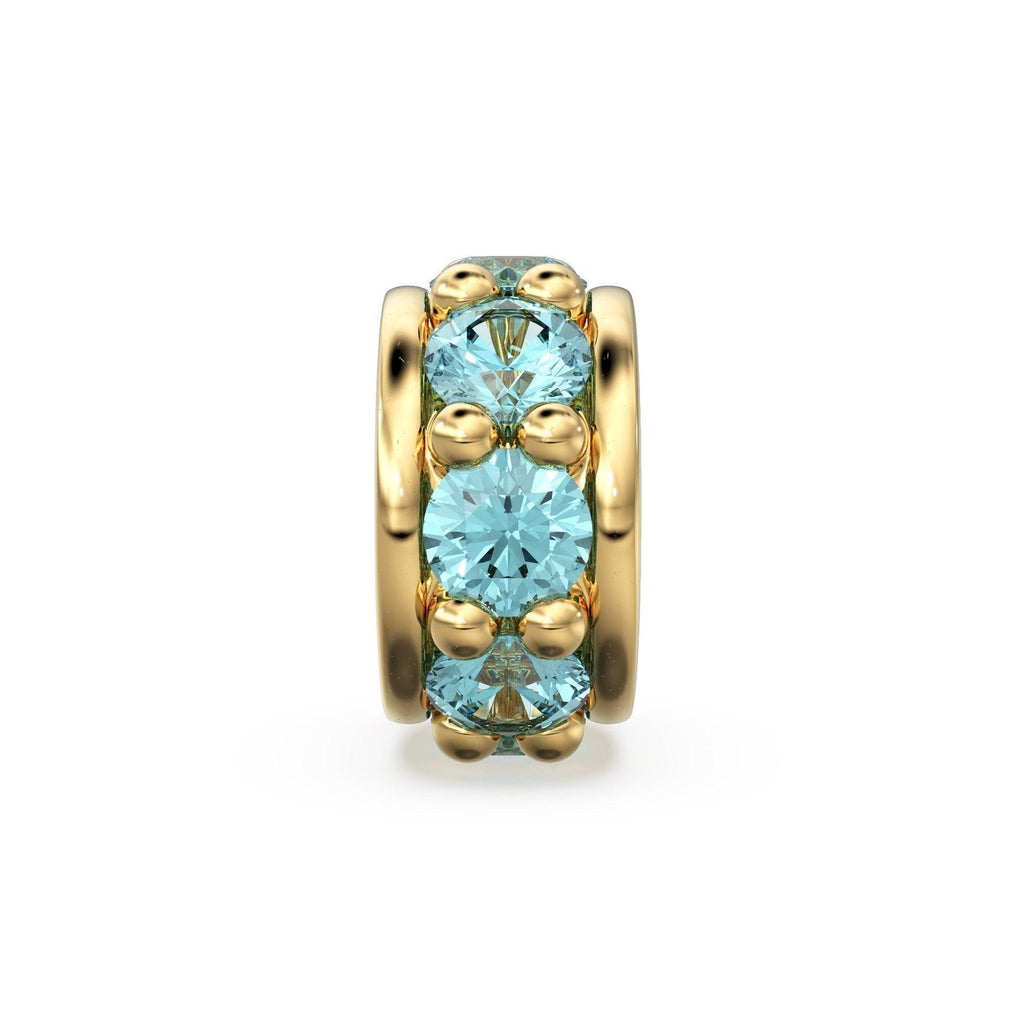 18k Solid Yellow Gold 3.8mm Aquamarine Eternity Rondelle Wheel Bead - Jalvi & Co.