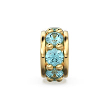 Load image into Gallery viewer, 18k Solid Yellow Gold 3.8mm Aquamarine Eternity Rondelle Wheel Bead - Jalvi &amp; Co.