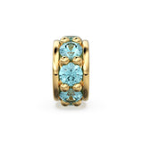 18k Solid Yellow Gold 5mm Aquamarine Eternity Rondelle Wheel Bead