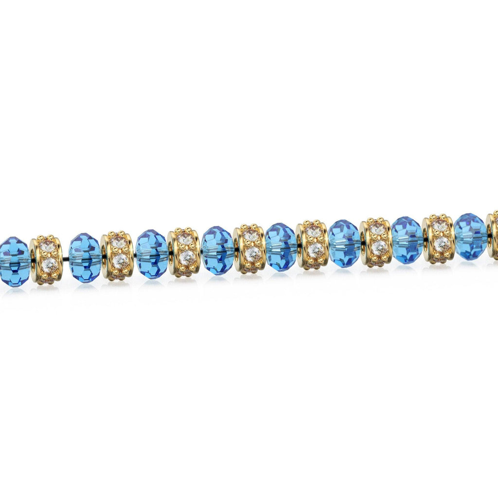 18k Solid Yellow Gold 3.8mm Aquamarine Eternity Rondelle Wheel Bead - Jalvi & Co.