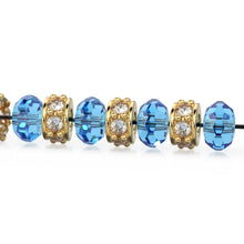 Load image into Gallery viewer, 18k Solid Yellow Gold 3.8mm Aquamarine Eternity Rondelle Wheel Bead - Jalvi &amp; Co.