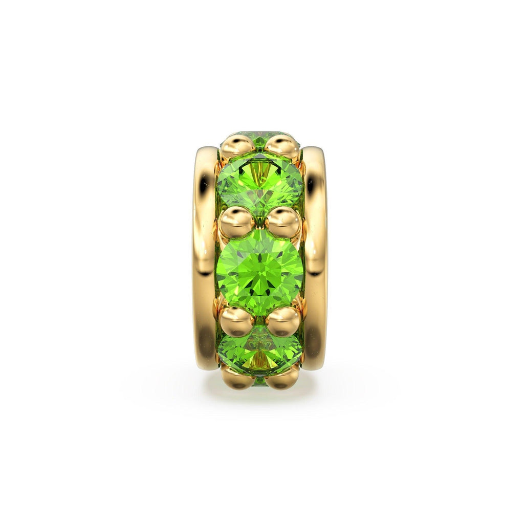 18k Solid Yellow Gold 3.8mm Peridot Eternity Rondelle Wheel Bead - Jalvi & Co.