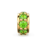18k Solid Yellow Gold 5mm Peridot Eternity Rondelle Wheel Bead