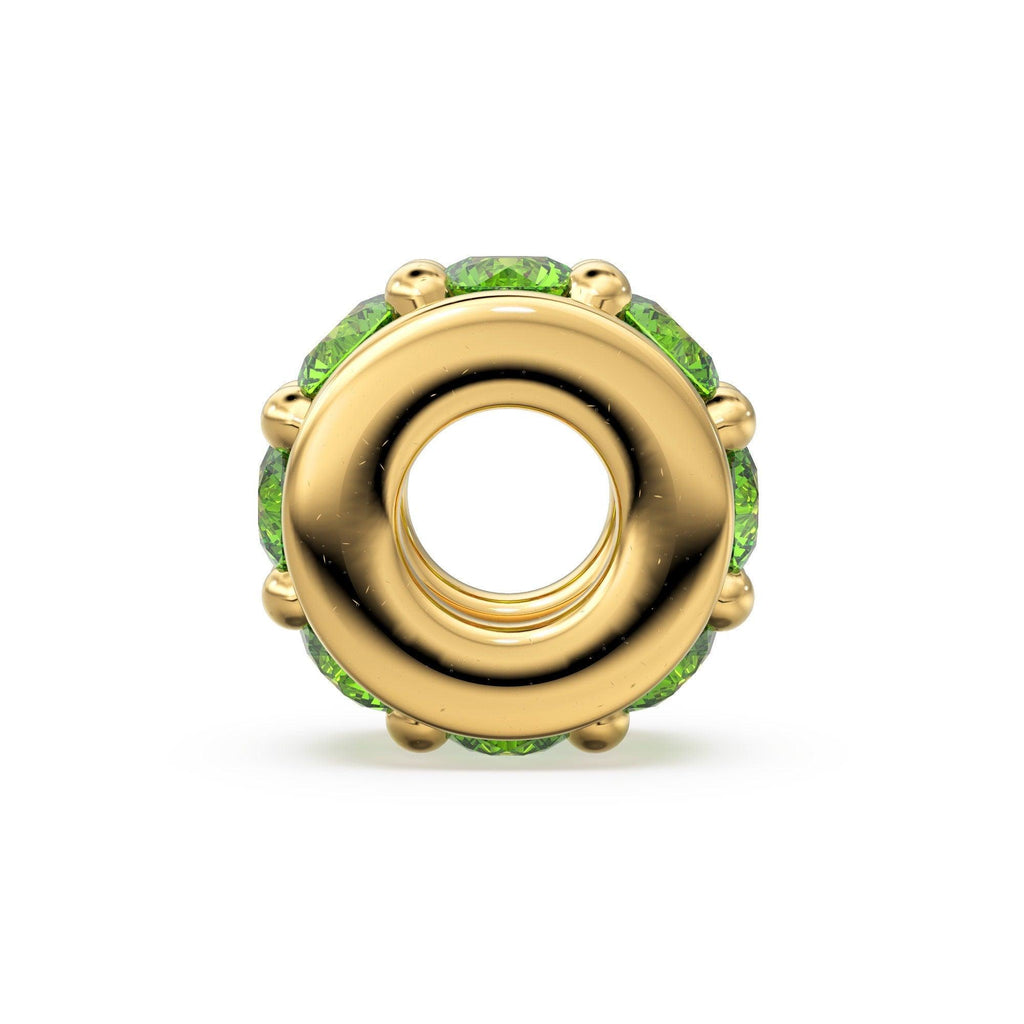 18k Solid Yellow Gold 3.8mm Peridot Eternity Rondelle Wheel Bead - Jalvi & Co.
