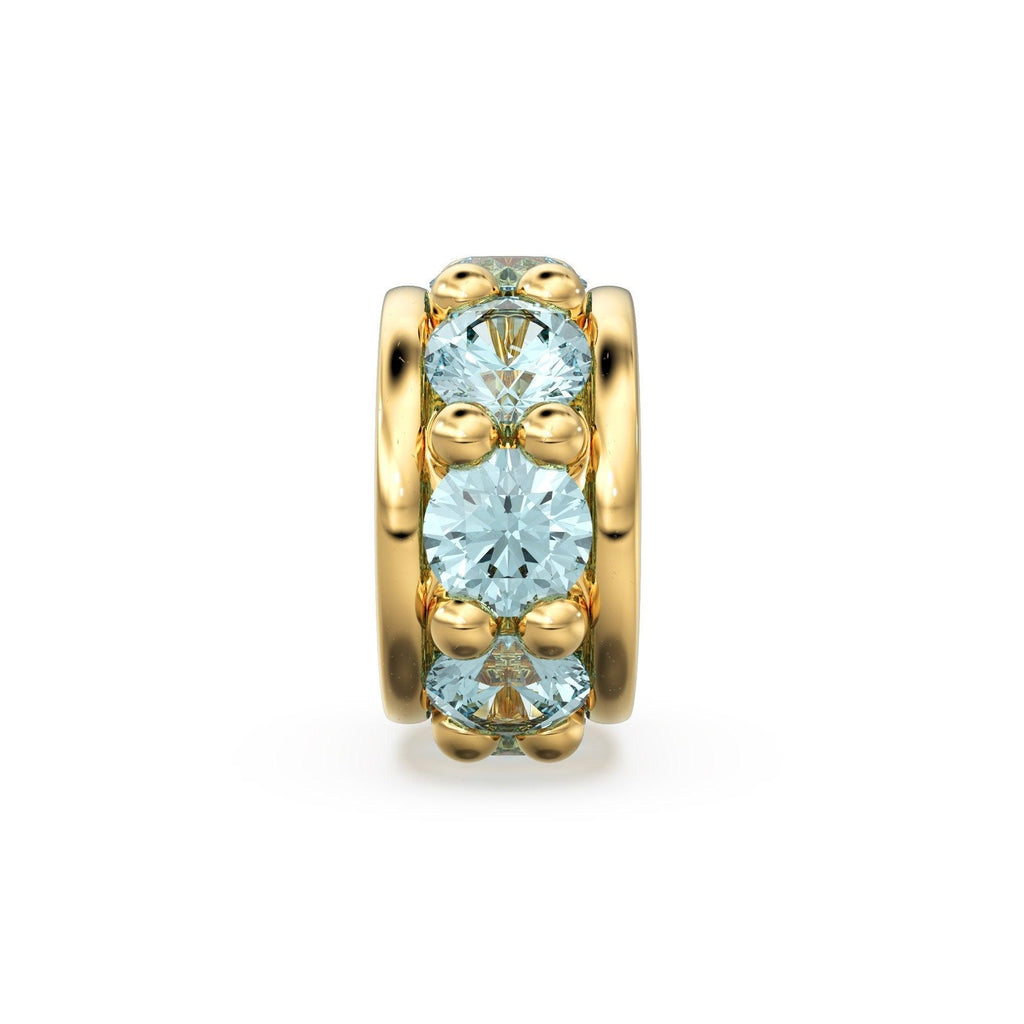 18k Solid Yellow Gold 3.8mm Sky Blue Topaz Eternity Rondelle Wheel Bead - Jalvi & Co.