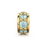 18k Solid Yellow Gold 5mm Sky Blue Topaz Eternity Rondelle Wheel Bead