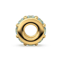 Load image into Gallery viewer, 18k Solid Yellow Gold 3.8mm Sky Blue Topaz Eternity Rondelle Wheel Bead - Jalvi &amp; Co.