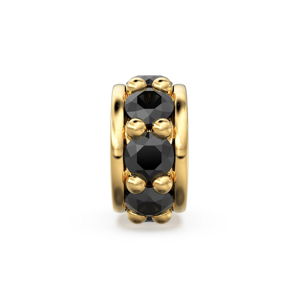 18k Solid Yellow Gold 4mm Black Onyx Eternity Rondelle Wheel Bead - Jalvi & Co.