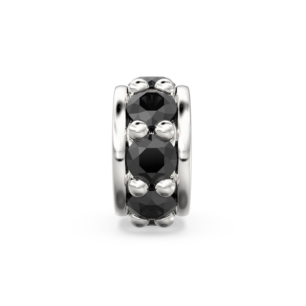 18k Solid Yellow Gold 4mm Black Onyx Eternity Rondelle Wheel Bead - Jalvi & Co.