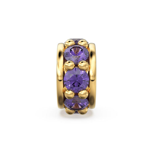 18k Solid Yellow Gold 4mm Purple Amethyst Eternity Rondelle Wheel Bead - Jalvi & Co.