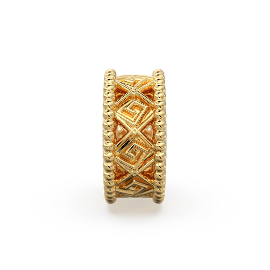 18k Solid Yellow Gold 7mm Fancy Spacer Finding Hefty Bead 5mm Large Hole - Jalvi & Co.