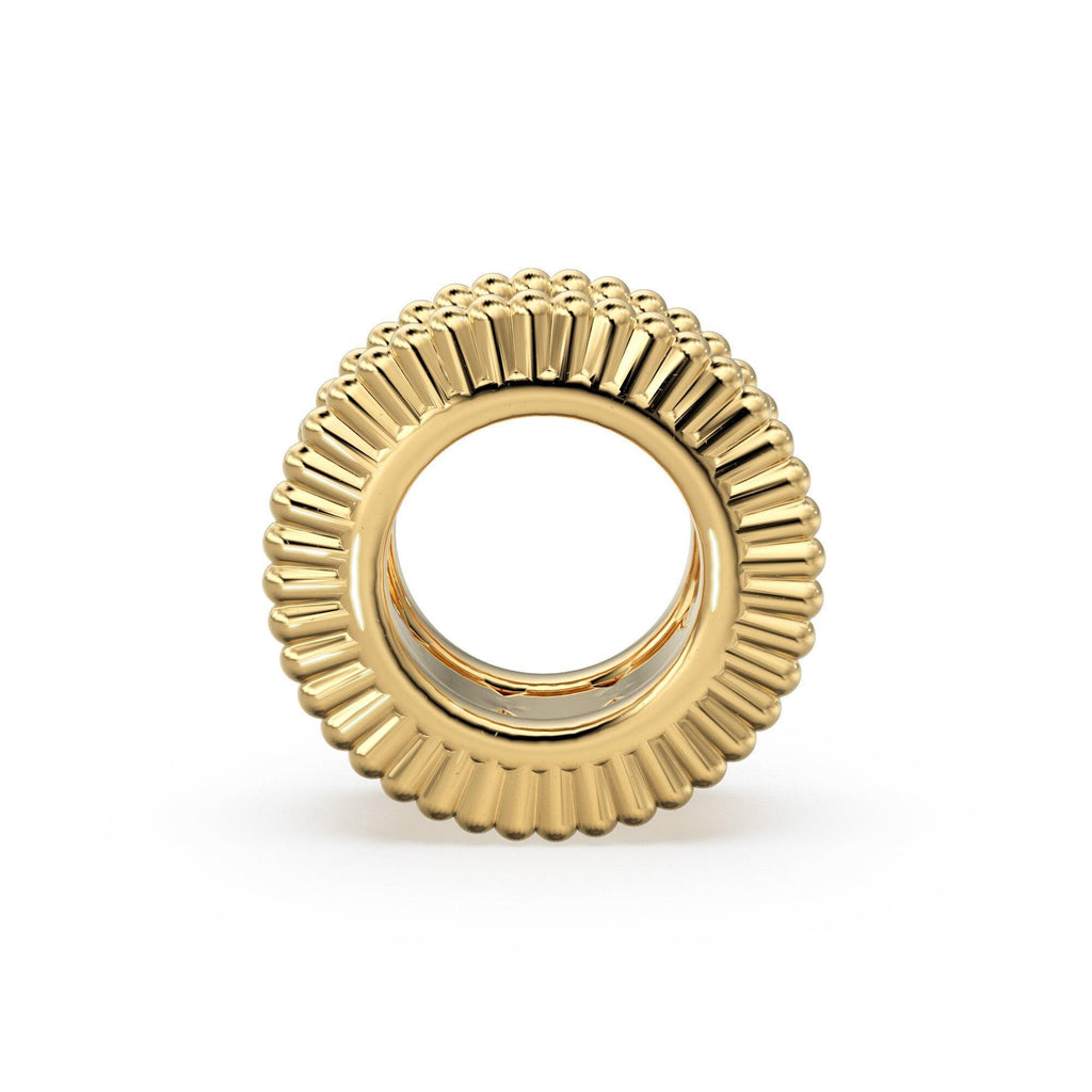 18k Solid Yellow Gold 7mm Fancy Spacer Finding Hefty Bead 5mm Large Hole - Jalvi & Co.