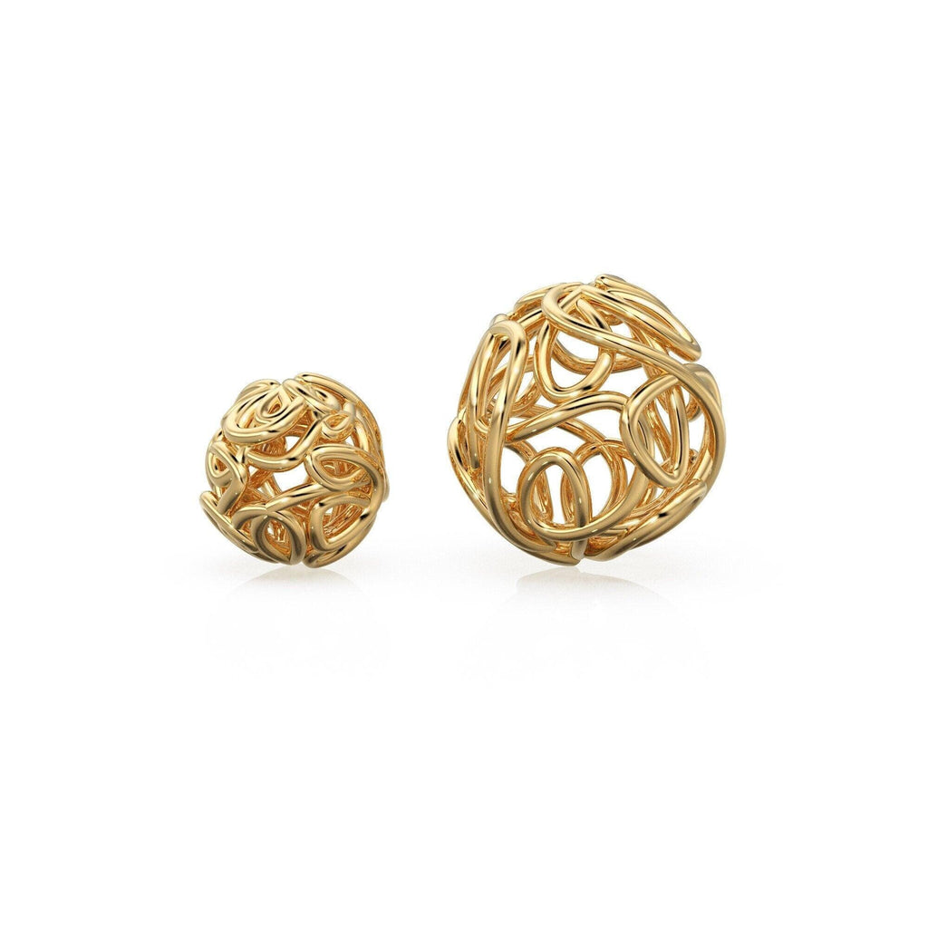 18k Solid Yellow Gold Bird Nest Wire Yarn Fancy Spacer Findings Beads 6mm 8mm 10mm - Jalvi & Co.