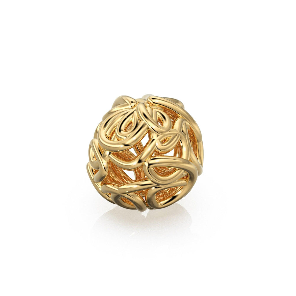 18k Solid Yellow Gold Bird Nest Wire Yarn Fancy Spacer Findings Beads 6mm 8mm 10mm - Jalvi & Co.